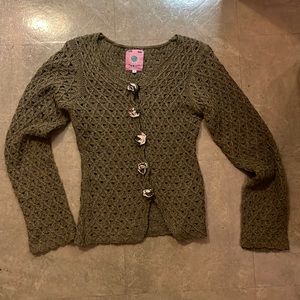 Unif green knit cardigan medium